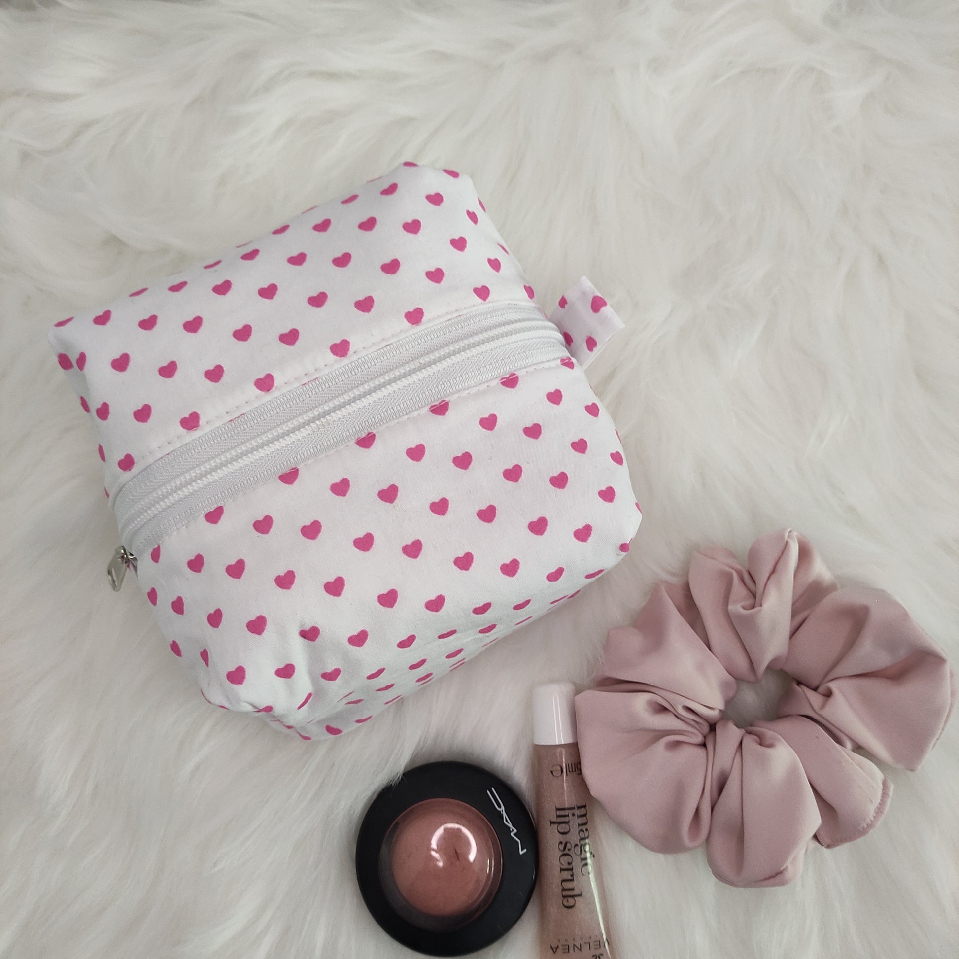 hearts makeup bag