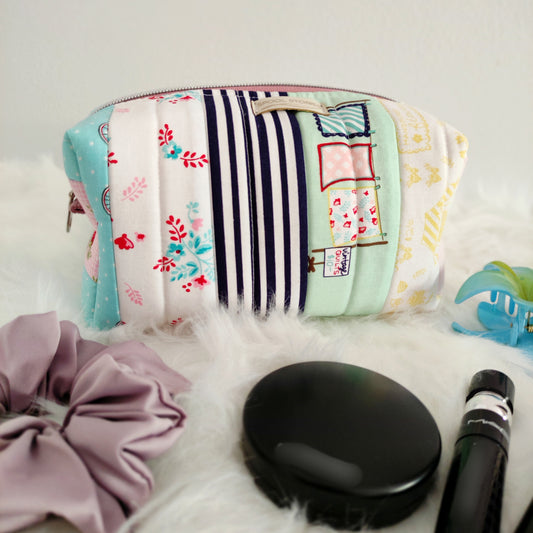 Patchwork makeup bag