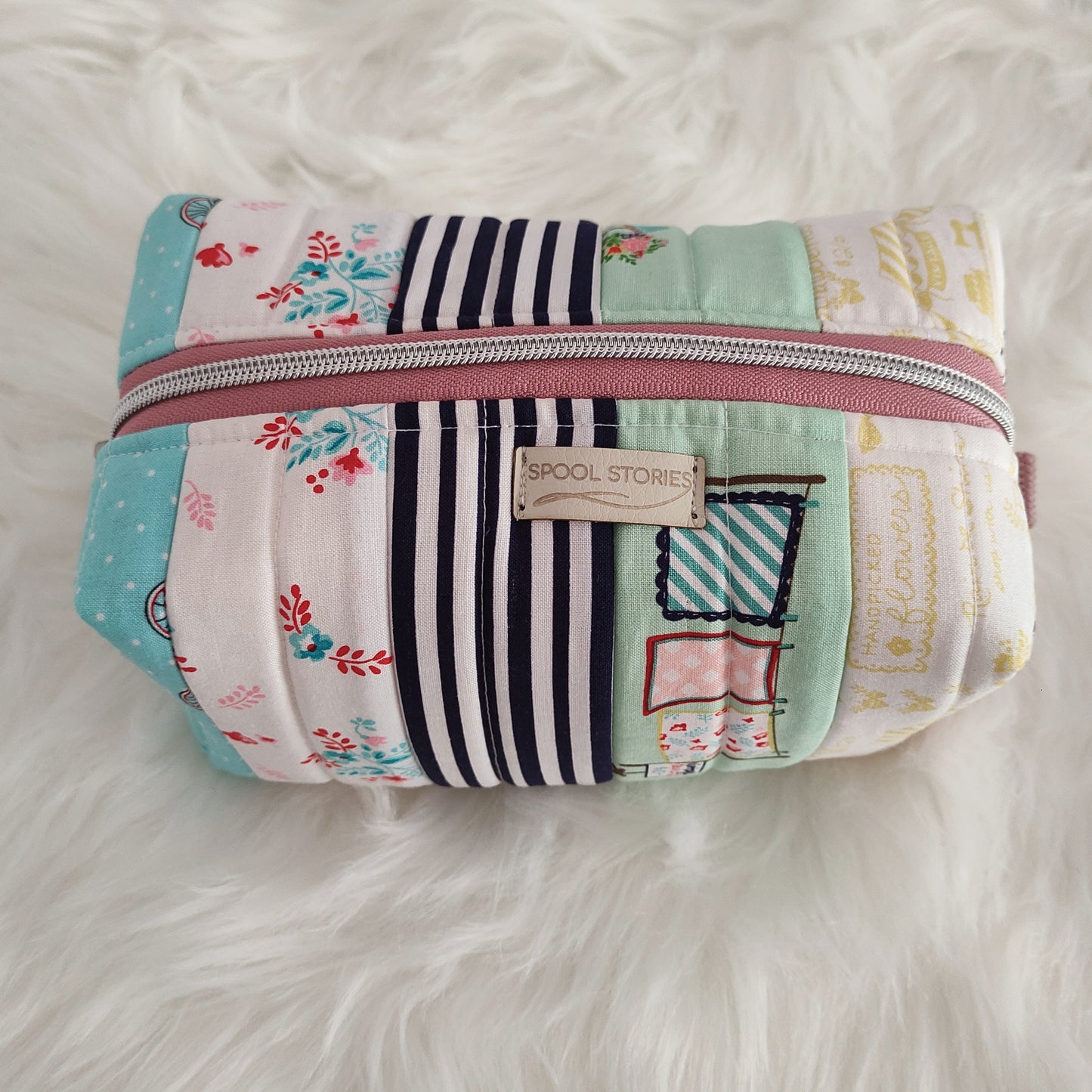 Patchwork makeup bag