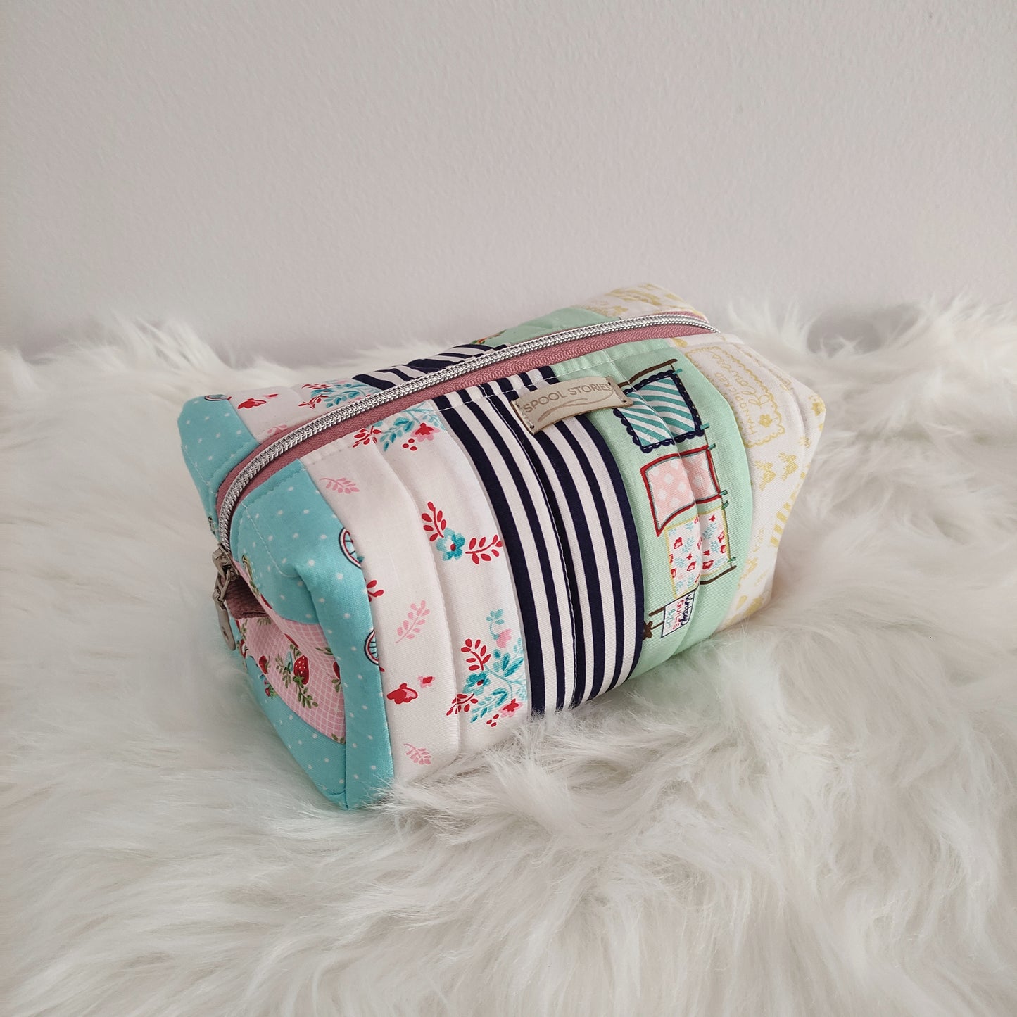 Patchwork makeup bag
