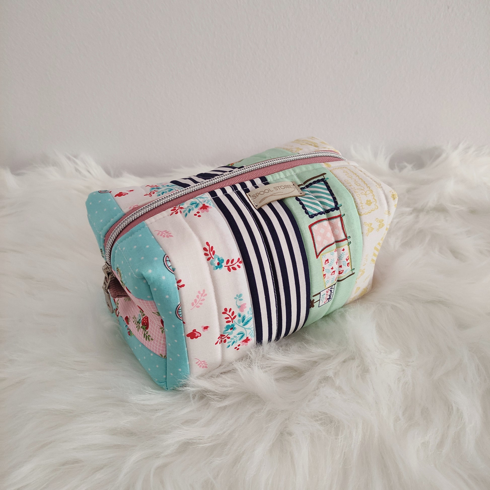 Patchwork makeup bag