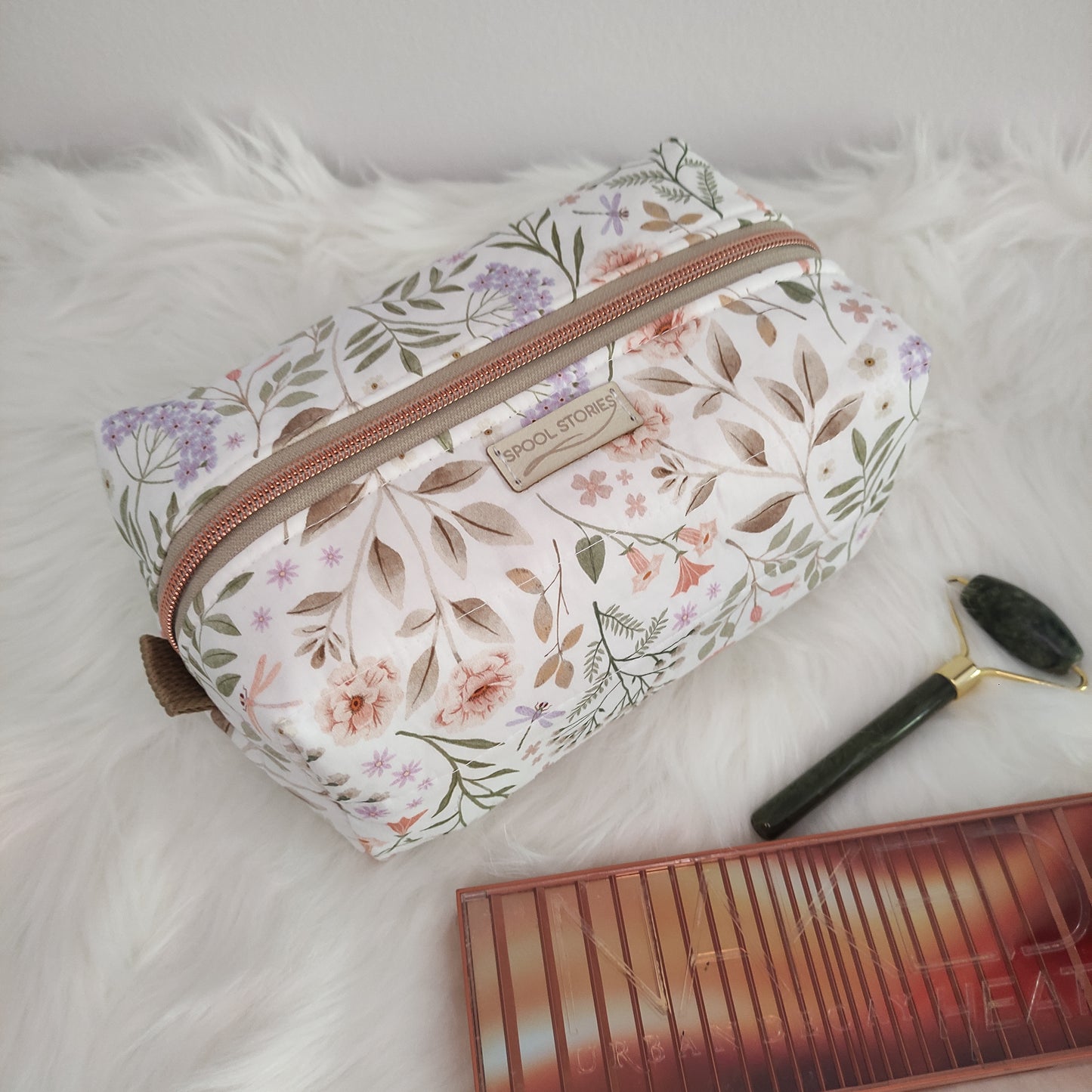 Pastel flowers makeup bag