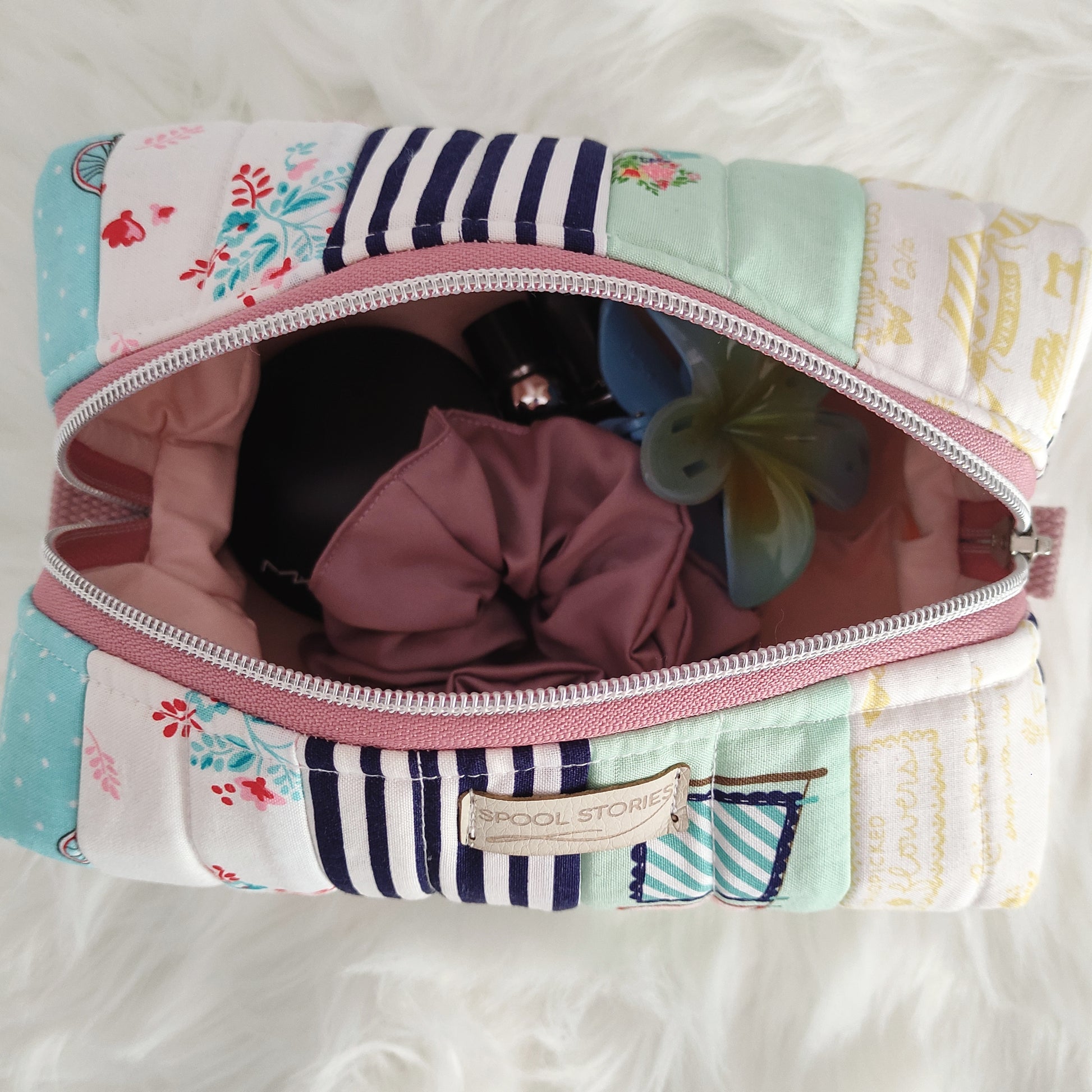 Patchwork makeup bag