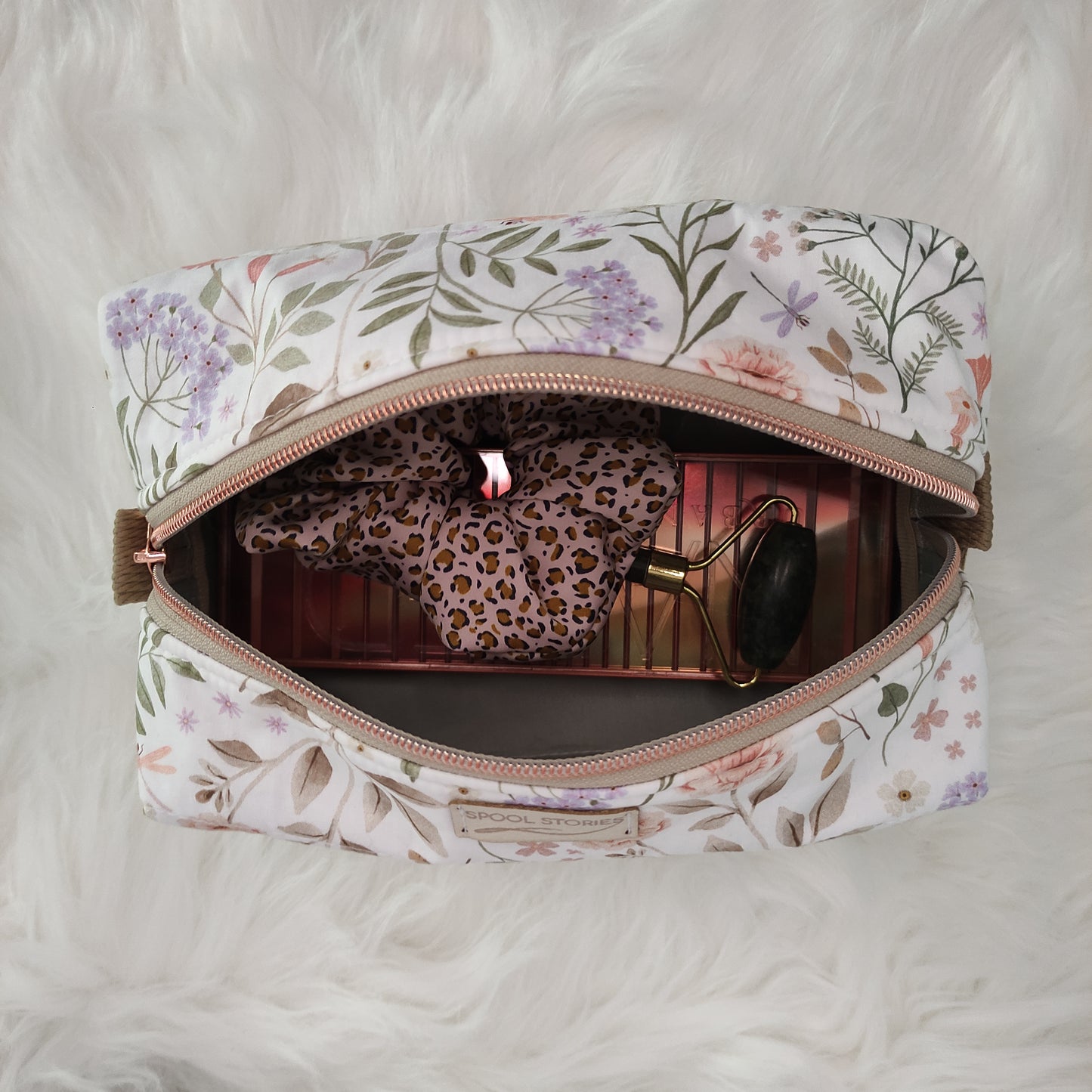 Pastel flowers makeup bag