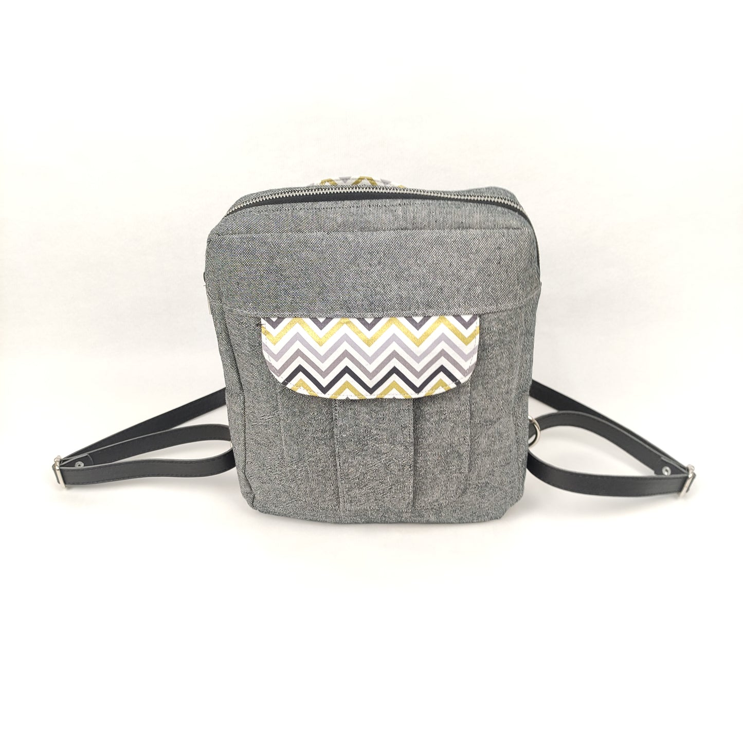 Grey Denim Backpack