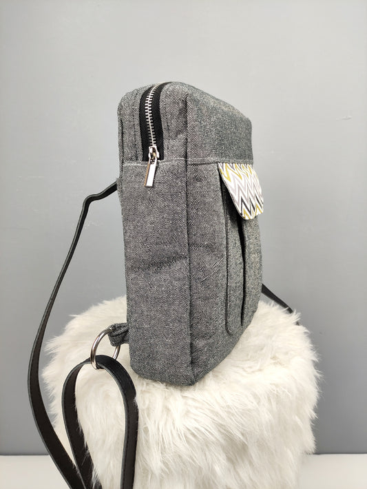 Grey Denim Backpack