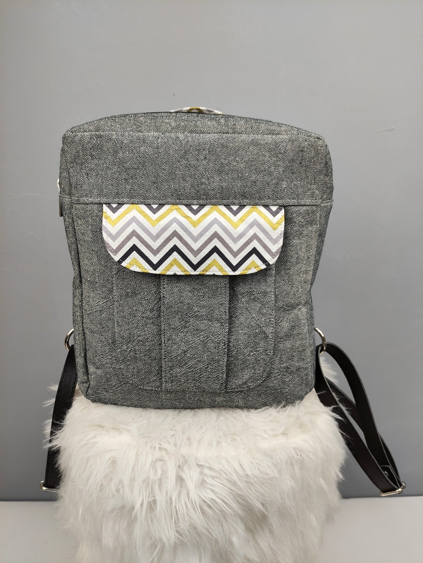 Grey Denim Backpack